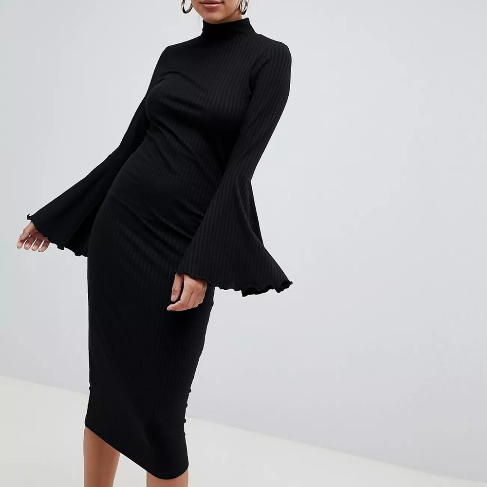 Asos Midi Bodycon Dress with Flared Sleeves